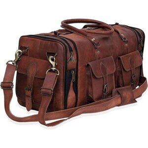 Handmade Vintage Travel Luggage 30 Inch Duffel Gym Sports Bag Weekender Travel